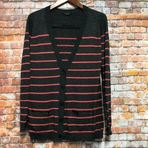 Theory Striped Button Cotton & Cashmere Cardigan M